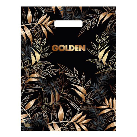 Пакет с вырубной ручкой ПВД, 40х31 см, "Золотой лес", 30 мкм