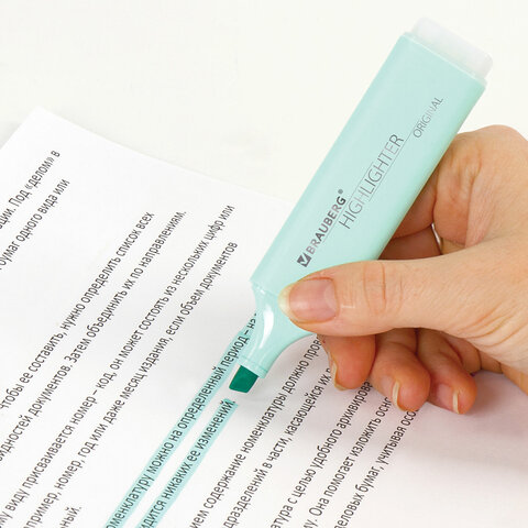 Текстовыделитель BRAUBERG "ORIGINAL PASTEL", БИРЮЗОВЫЙ, линия 1-5 мм