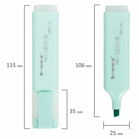 Текстовыделитель BRAUBERG "ORIGINAL PASTEL", БИРЮЗОВЫЙ, линия 1-5 мм
