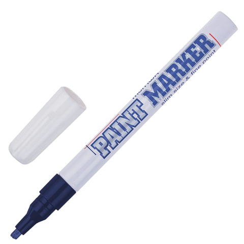 Маркер-краска лаковый (paint marker) MUNHWA "Slim", 2 мм, ЧЕРНЫЙ, нитро-основа, алюминиевый корпус