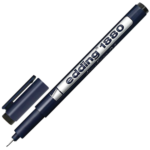 Ручка капиллярная (линер) EDDING DRAWLINER 1880, ЧЕРНАЯ, толщина письма 0,1 мм, водная основа, E-188