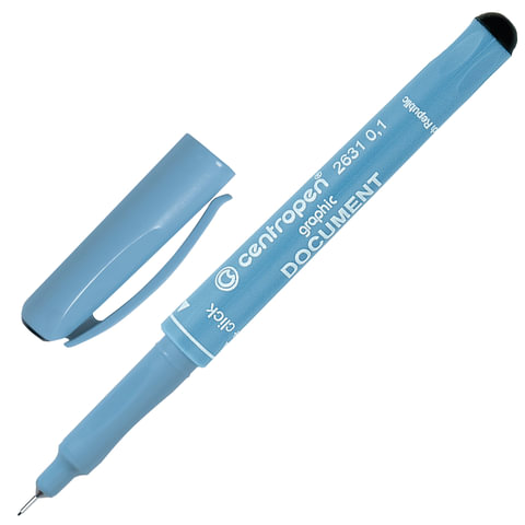 Ручка капиллярная (линер) ЧЕРНАЯ CENTROPEN "Document", трехгранная, линия 0,1 мм