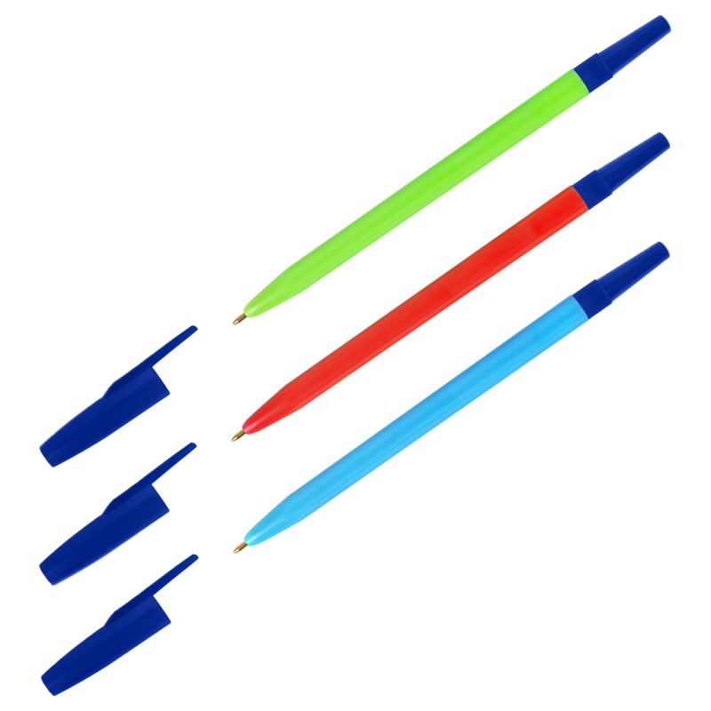 Ручка шариковая СТАММ 049 синяя, 0,7мм, неоновый микс