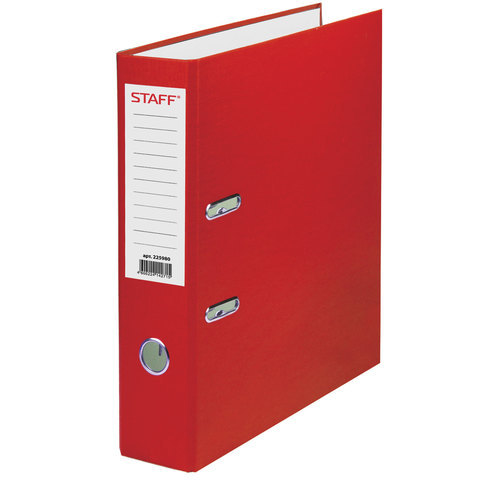 Папка-регистратор STAFF "Manager" с покрытием из ПВХ, 70 мм, без уголка, красная