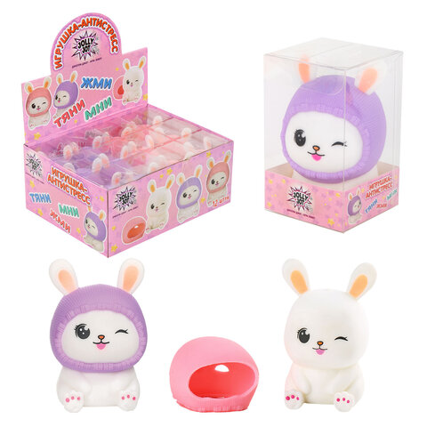 Игрушка-антистресс "МИЛЫЙ ЗАЙКА", 10,5 см, ассорти, 2 цвета, дисплей, JOLLY JOT (ДЖОЛЛИ ДЖОТ)