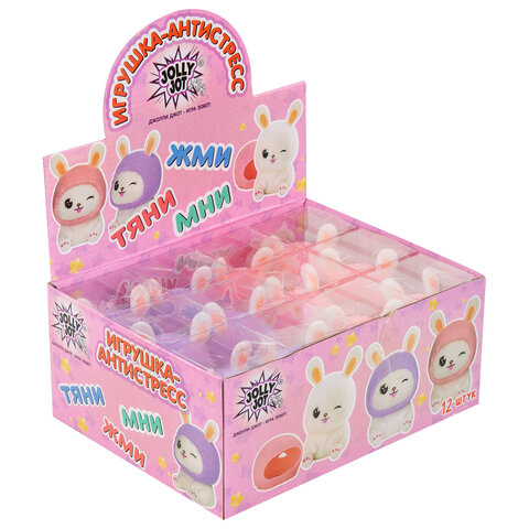 Игрушка-антистресс "МИЛЫЙ ЗАЙКА", 10,5 см, ассорти, 2 цвета, дисплей, JOLLY JOT (ДЖОЛЛИ ДЖОТ)