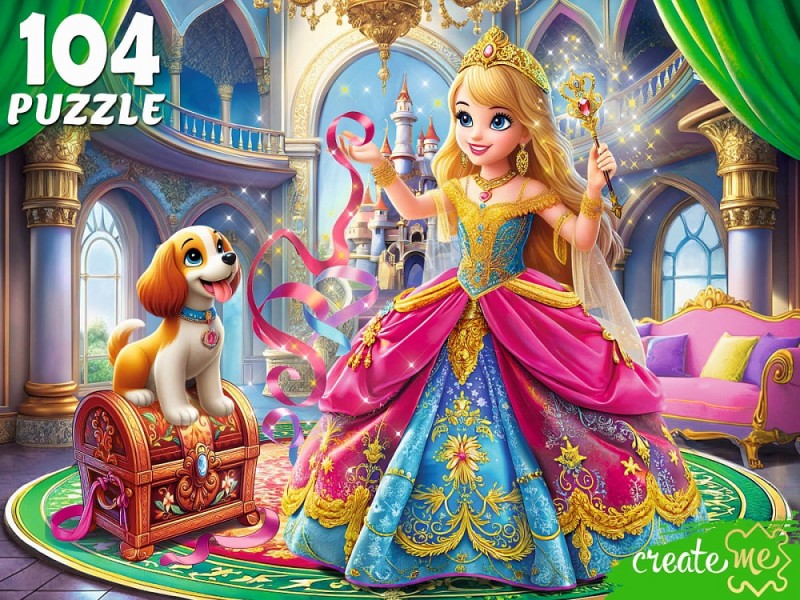 ПАЗЛЫ 104 элемента. ВЕСЕЛАЯ ПРИНЦЕССА И ЩЕНОК