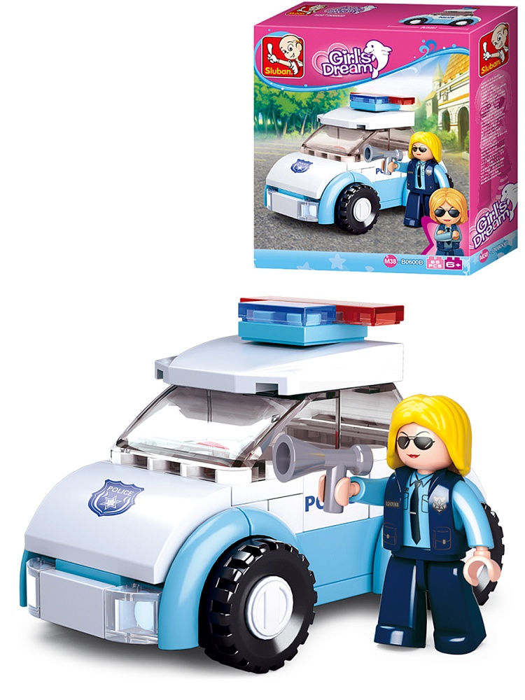 Конструктор пластиковый.SLUBAN. Полиция (68 дет.,1 фигура, в кор.)