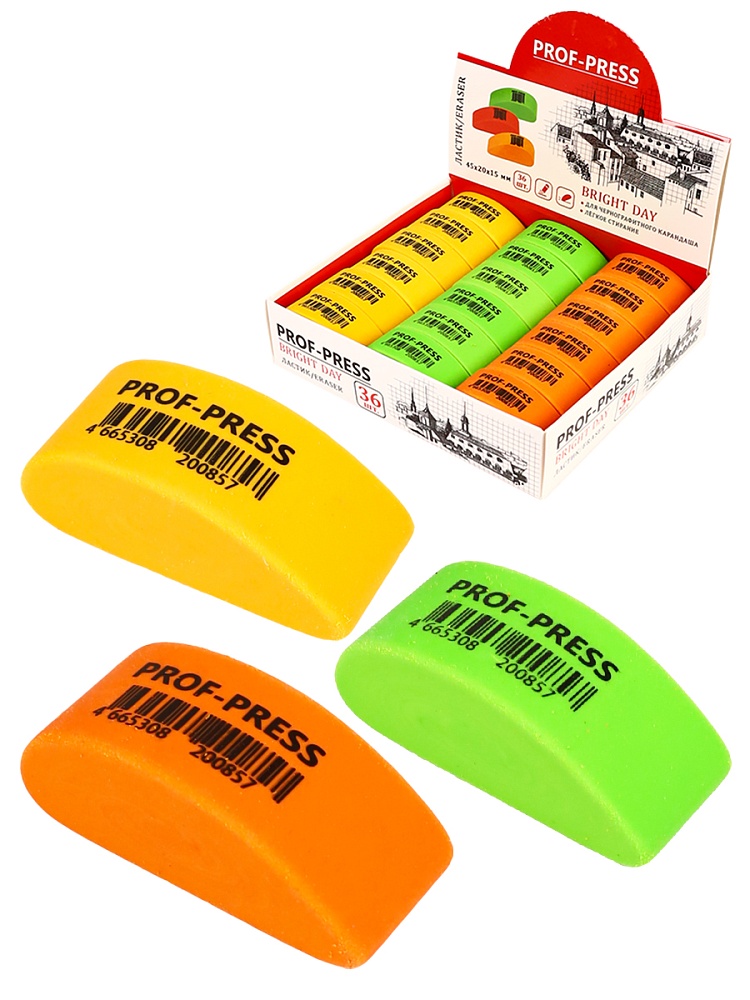 Ластик цветной фигурный "BRIGHT DAY" (ЛС-0085), 3 цвета, 45*20*15мм