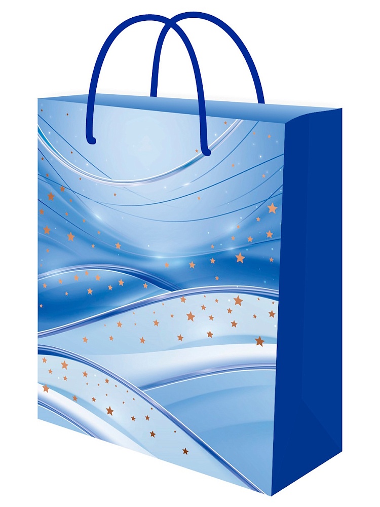 Пакет подарочный с глянц.лам. 26,4х32,7x8 см (L) Звездный шелк