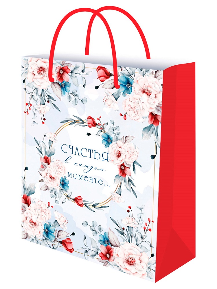 Пакет подарочный с глянц.лам. 26,4х32,7x8 см (L) Моменты счастья