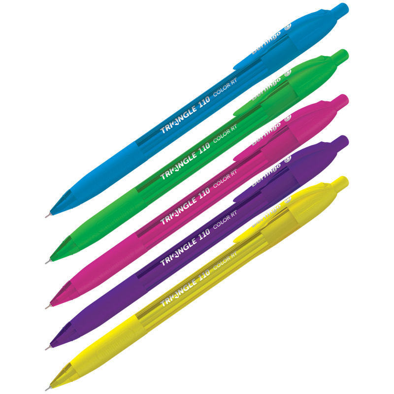 Ручка шариковая автоматическая Berlingo "Triangle 110 RT Color" синяя, 0,7мм, трехгр., игол.стержень