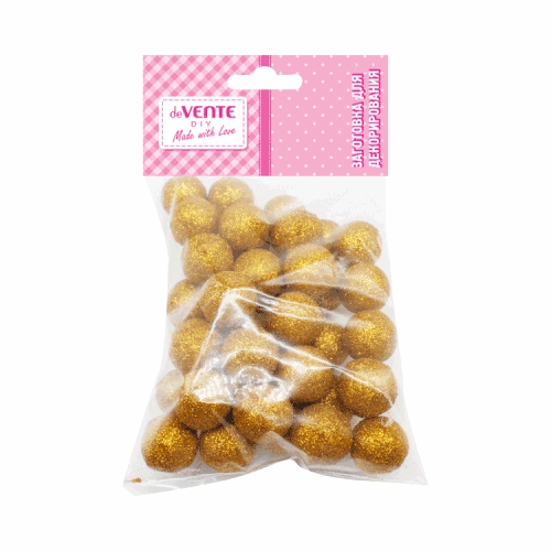 Набор д/декорирования deVente "Заготовка для декорирования. Шары Glitter d-30мм, 20 шт. золотые, полистирол