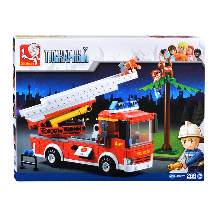 Конструктор "Пожарная машина с лестницей" (269 дет.) 38-0625
