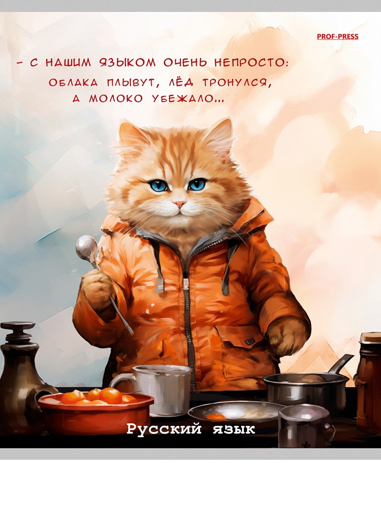 Тетрадь ЛИНИЯ 48л. РУССКИЙ ЯЗЫК «ЖИЛ БЫЛ КОТ» () стандарт, б/о