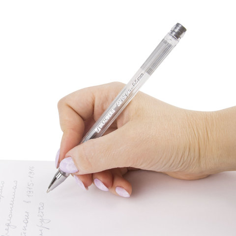 Ручка гелевая BRAUBERG "Jet", корпус прозрачный, узел 0,5 мм, линия 0,35 мм, серебристая