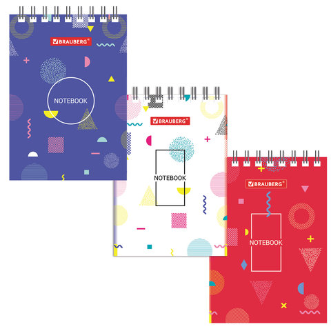 Блокнот МАЛЫЙ ФОРМАТ А7 75х105 мм, 40 л., гребень, картон, клетка, BRAUBERG, "Креатив"
