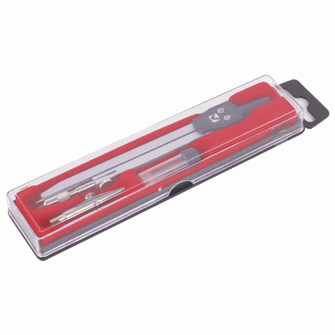 Готовальня BRAUBERG "Architect", 3 предмета: циркуль 135 мм, рейсфедерная вставка, грифель