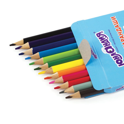 Карандаши цветные ЮНЛАНДИЯ "ЮНЛАНДИК БЫСТРЕЕ ВСЕХ", 12 цветов, трехгранные заточенные