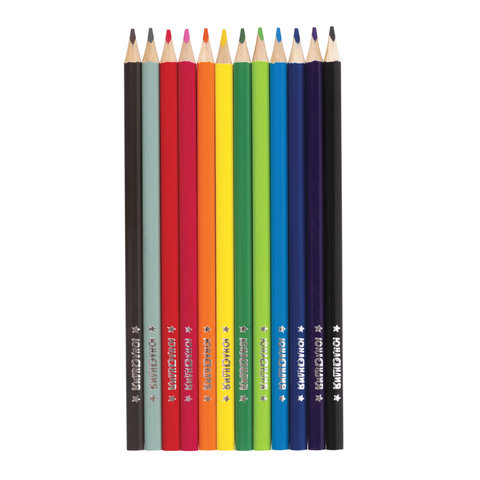 Карандаши цветные ЮНЛАНДИЯ "ЮНЛАНДИК БЫСТРЕЕ ВСЕХ", 12 цветов, трехгранные заточенные