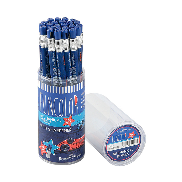 Каранд.мех.Bruno Visconti "FunGraphix. Красная машина" HВ 2мм, цанговый, с точилкой