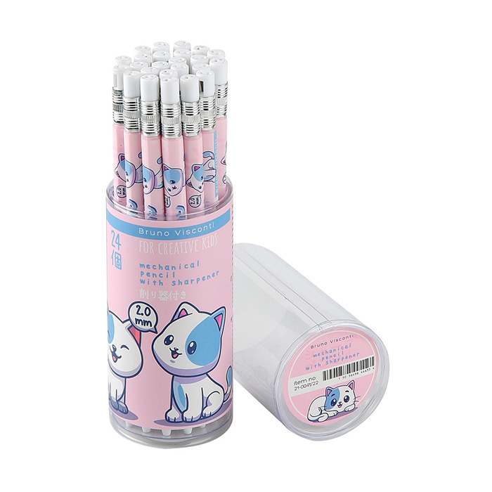 Каранд.мех.Bruno Visconti "Kawaii Animals. Котик" HВ 2мм, цанговый, с точилкой