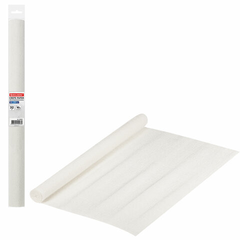 Бумага гофрированная/креповая, 32 г/м2, 50х250 см, белая, в рулоне BRAUBERG