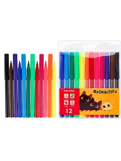 Фломастеры с вентилируемым колпачком 12цв. КОТЯТА (ФВ-2558) в пласт. блистере