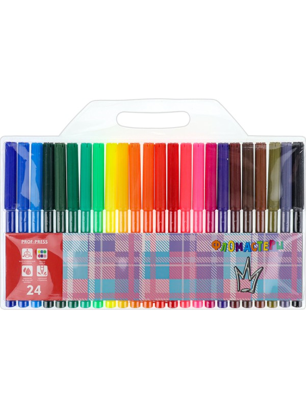 Фломастеры с вентилируемым колпачком 24цв. КОРОНА (ФВ-2562) в пласт. блистере