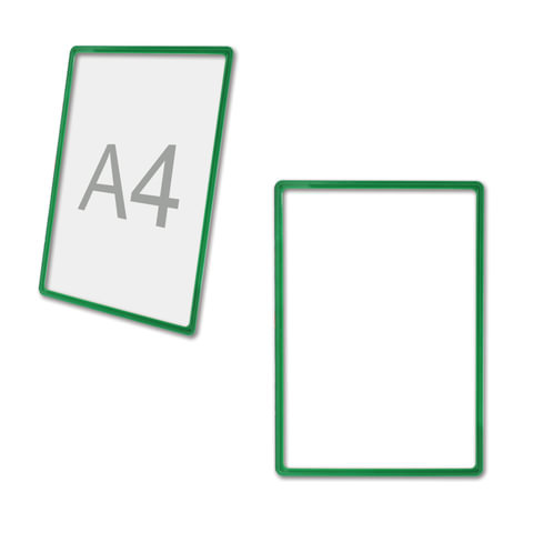 Рамка POS для ценников, рекламы и объявлений А4, зеленая, без защитного экрана