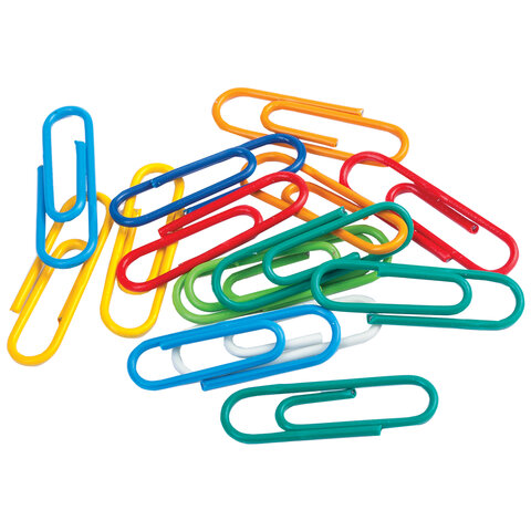 Скрепки STAFF, 28 мм, цветные, 100 шт., в картонной коробке