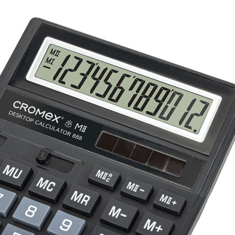 Калькулятор настольный CROMEX 888 (185x145 мм), 12 разрядов, ЧЕРНЫЙ
