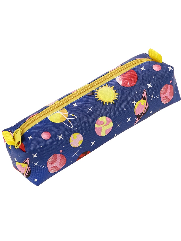 Пенал мягкий на молнии ПЛАНЕТЫ синие (ПМ-8839) 210х45х55, гладь