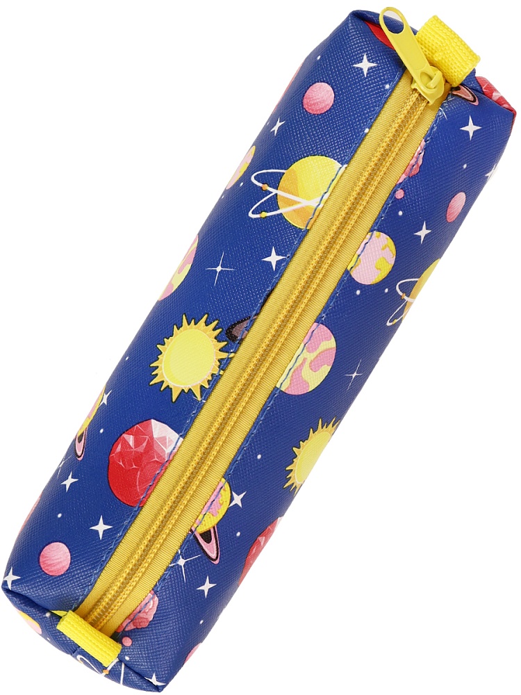 Пенал мягкий на молнии ПЛАНЕТЫ синие (ПМ-8839) 210х45х55, гладь