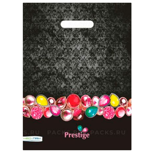 Пакет 30x40 см, 60 мкм, ПВД с вырубленной ручкой, "Престиж",