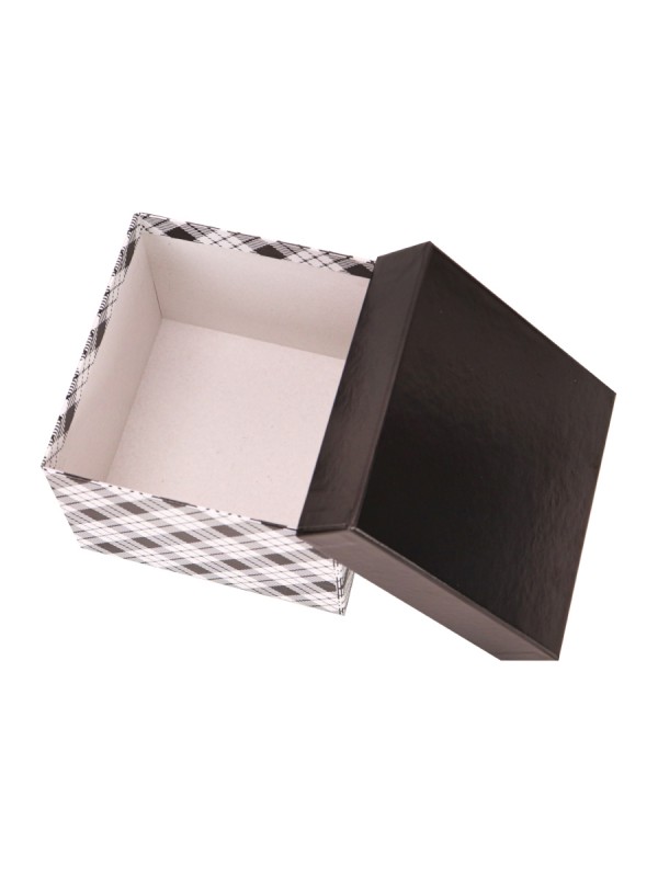 Коробка квадратная "Классика" 8 х 8 х 6 см, черная крышка ПП-3371