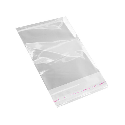 Пакеты БОПП с клеевым клапаном, КОМПЛЕКТ 100 штук, 8х12 + 4 см, 25 мкм, BRAUBERG