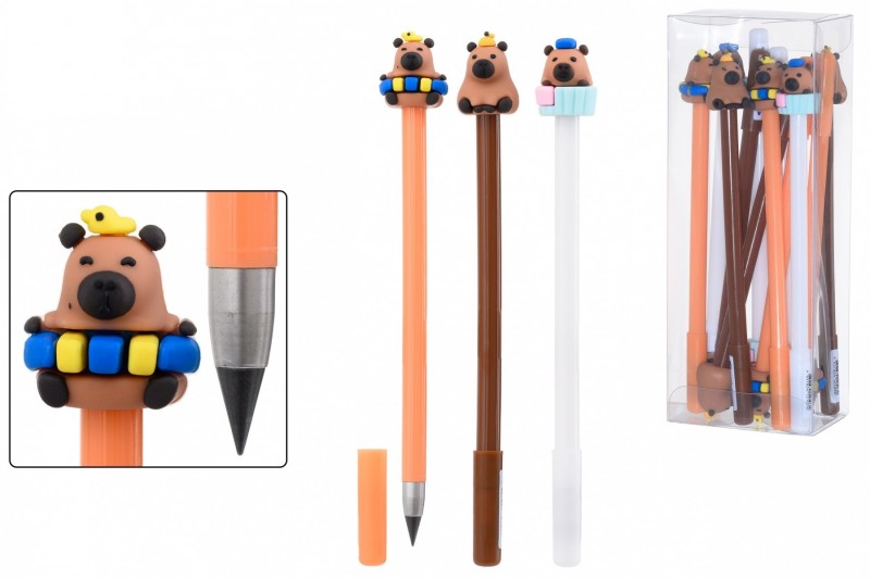 Вечный карандаш: "КАПИБАРА"; яркий, цветной корпус /ассорти/, прорезиненный наконечник.