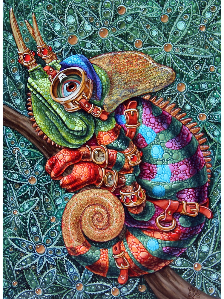 Холст с красками 40х50 см по номер. Драгоценный хамелеон (Арт. 1123117) Джаззл