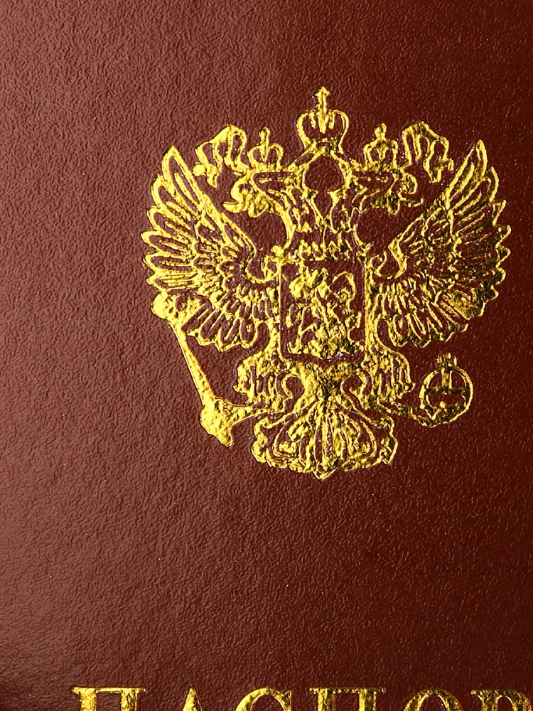 Обложка на паспорт Россия, коричневая (с метал. уголками) ОП-0676