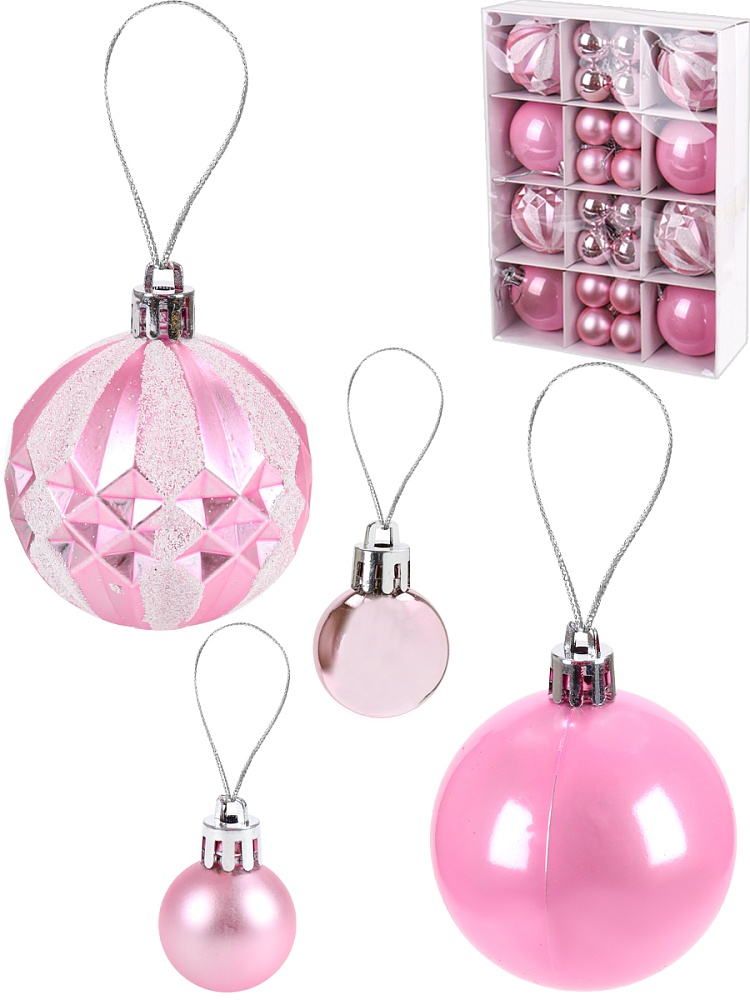 Новогоднее украшение Набор ёлочных шаров "Нежность" 32 шт 3 см, 8 шт 6 см НШ-1506