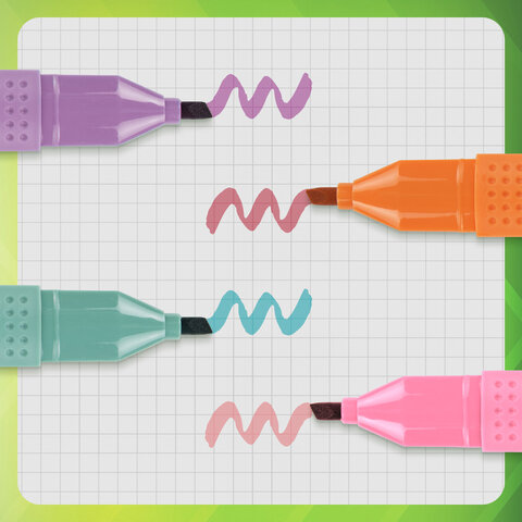 Набор текстовыделителей 4 ПАСТЕЛЬНЫХ ЦВЕТА, АССОРТИ, STAFF College "STICK PASTEL", линия письма 1-4 мм, скошенный наконечник