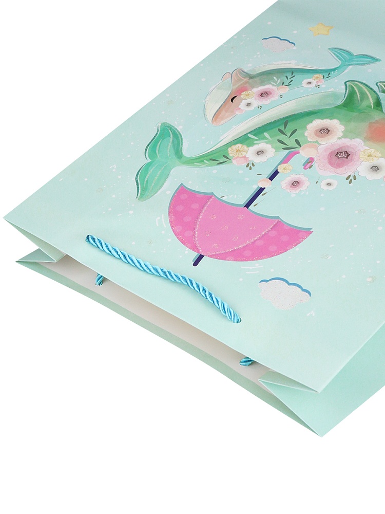 Dream cards Пакет подар. с мат. лам. и глит.26.4х32.7х13.6см р-р(L),Милый кит,210г ППК-2584
