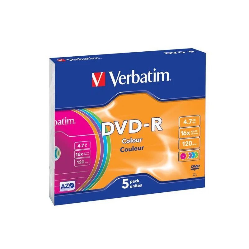 Диск DVD-R VERBATIM, записываемый, 4.7 Gb, 16х, Slim