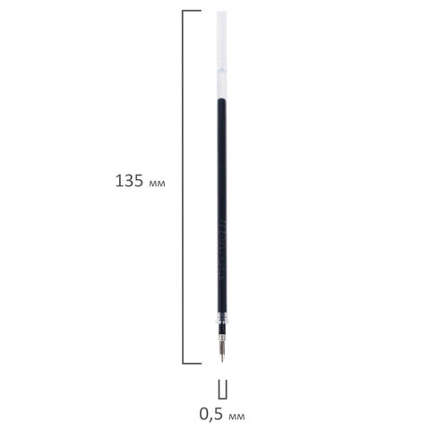 Стержень гелевый STAFF, 135 мм, евронаконечник, узел 0,5 мм, линия 0,35 мм, черный