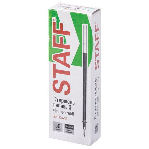Стержень гелевый STAFF, 135 мм, евронаконечник, узел 0,5 мм, линия 0,35 мм, черный
