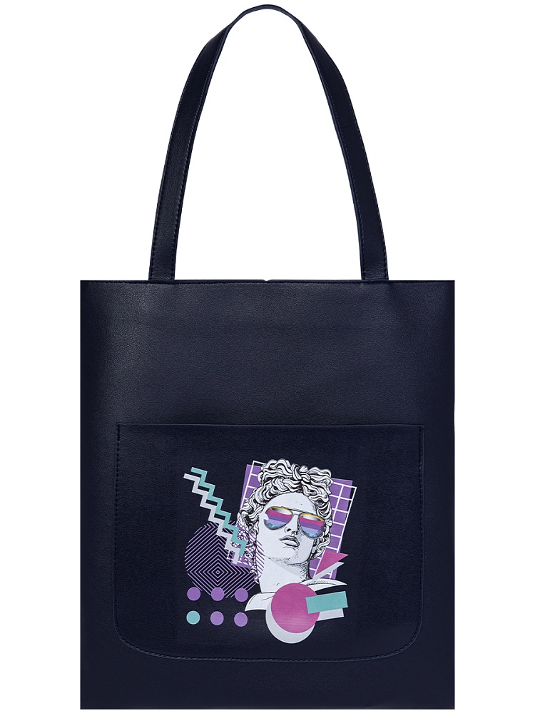 Сумка-шоппер АБСТРАКЦИЯ (СМ-0720) на молнии, кожзам, внеш, внут карм 34.5х31 см