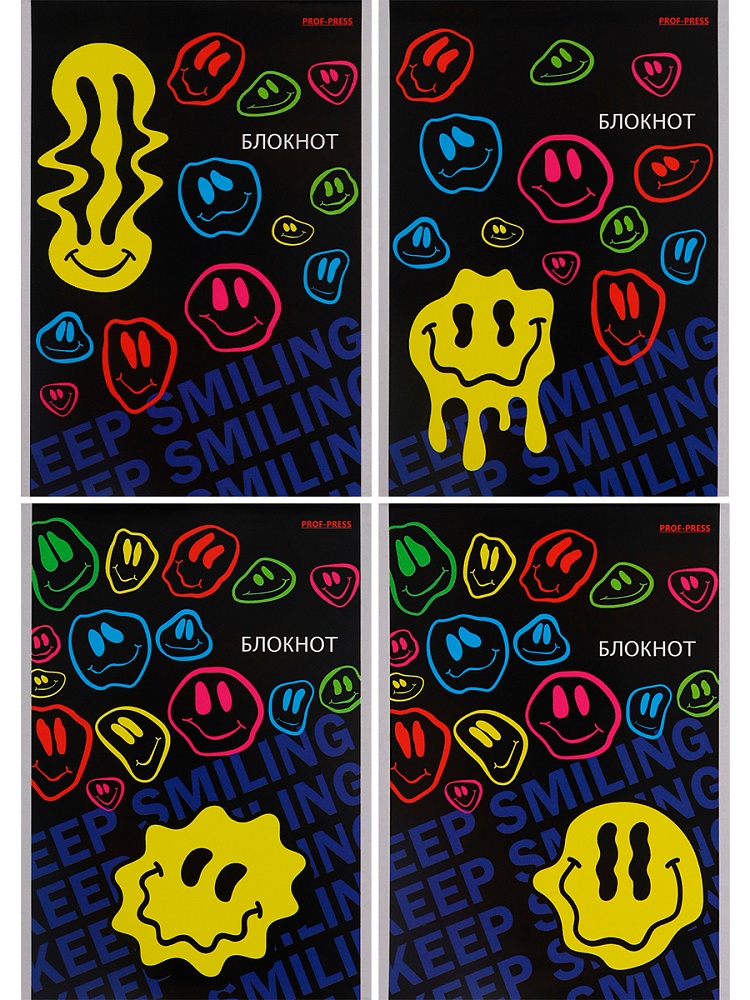 БЛОКНОТ А6 24л. CRAZY SMILEY (Б24-6253) ассорти, на скрепке, цвет.мелов.обл, р-р 101,5х136