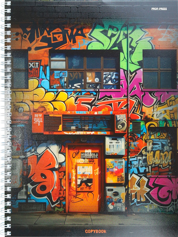 Тетрадь КЛЕТКА А4 96л. ДОМ В ГРАФФИТИ (96-8364) гребень, твин-лак