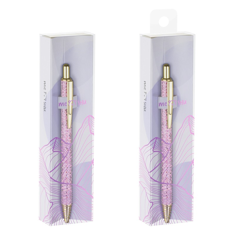 Ручка шариковая автоматическая MESHU "Pink shimmer" синяя, 1,0мм MS_89881